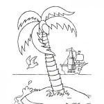 Dibujo para colorear Dibujo De Una Isla Y Un Barco Al Fondo Para Pintar Y Colorear