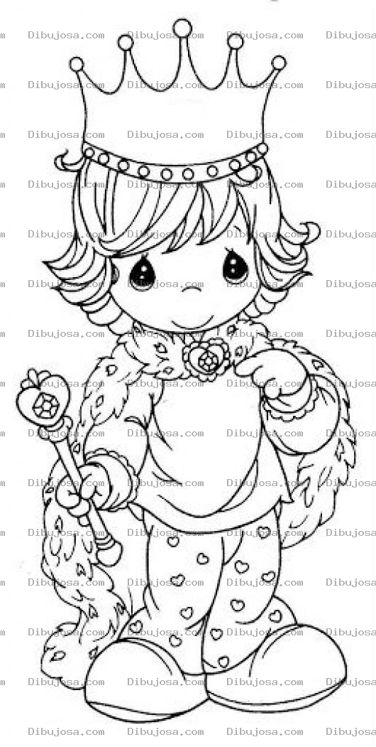 Dibujo para colorear Principito Dibujo De Principe De Precious Moments Para Pintar Y Colorear A Un Reysito Con Corona Y Capa