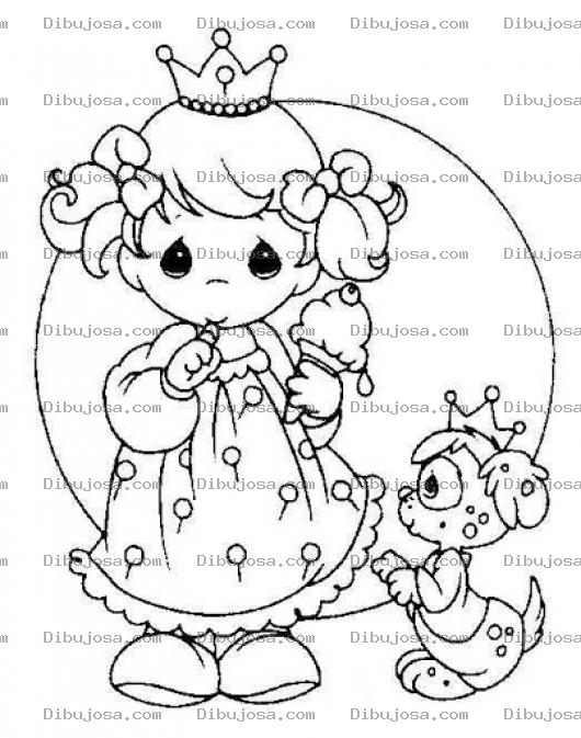 Dibujo para colorear Princesita Dibujo De Una Princesa De Precious Moments Para Pintar Y Colorear Prinsesita Con Perrito
