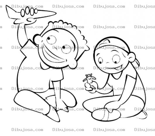 Dibujo para colorear Dibujo De Ninos Jungando Con Jueguetes