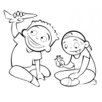 Dibujo para colorear Dibujo De Ninos Jungando Con Jueguetes