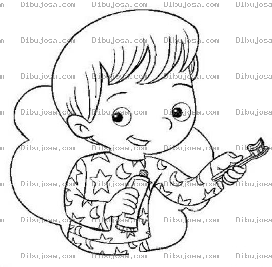 Dibujo para colorear Nino Lavandose Los Dientes Para Pintar Y Colorear