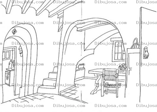 Dibujo para colorear Dibujo Del Interior De Una Casa Para Pintar Y Colorear