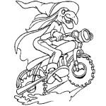 Dibujo para colorear Dibujo De Bruja En Moto Para Colorear Bruja Moderna