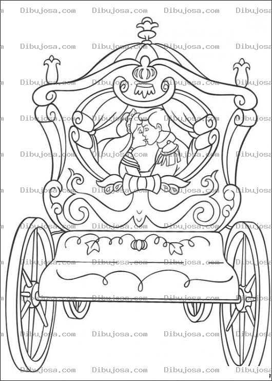 Dibujo para colorear Final Feliz De Cenicienta Para Pintar Y Colorear Dibujo De La Carroza De Cenicienta Con Su Principe