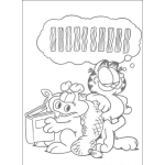 Dibujo para colorear Pintar a Garfield pensando en tocino