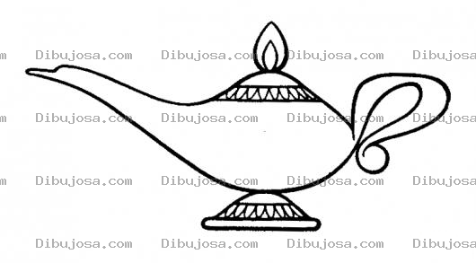 Dibujo para colorear Dibujo De una Lampara Maravillosa Para Pintar Y Colorear Lampara Del Genio de los deseos