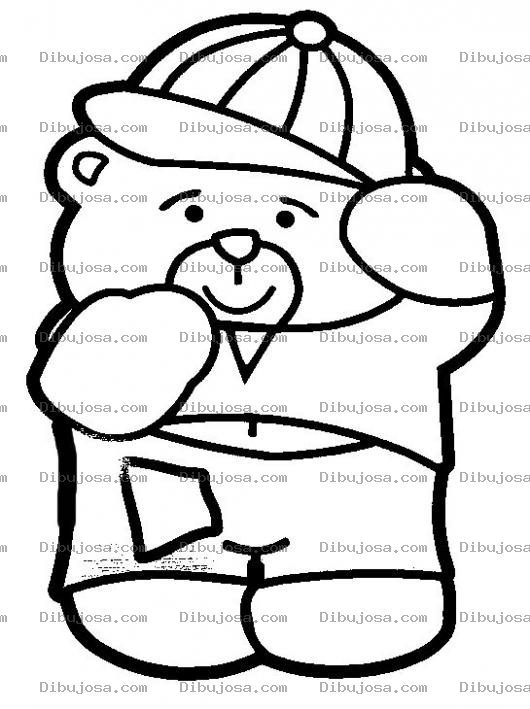 Dibujo para colorear Osito Con Gorra Para Pintar Y Colorear
