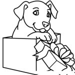 Dibujo para colorear Perro Regalado Dibujo De Un Regalo Con Un Perrito Para Pintar Y Colorear