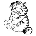 Dibujo para colorear Colorear a Garfield con un osito
