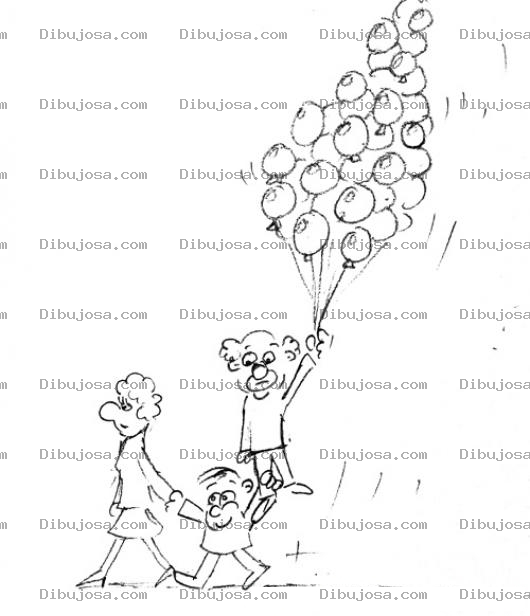 Dibujo para colorear Dibujo De Payaso Flotando Con Globos Para Pintar Y Colorear