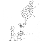 Dibujo para colorear Dibujo De Payaso Flotando Con Globos Para Pintar Y Colorear