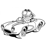 Dibujo para colorear Colorear a Garfield en carro convertible