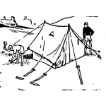 Dibujo para colorear Dibujo De Gente Levantando Una Carpa Para Pintar Y Colorear Campamento