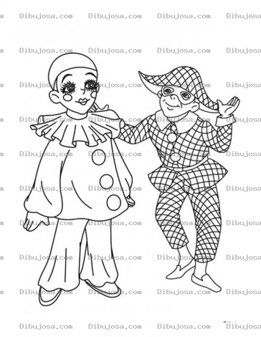 Dibujo para colorear Payaso Y Alerquin Para Pintar Y Colorear