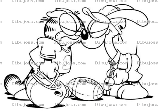 Dibujo para colorear Colorear a Garfield jugando futbol americano