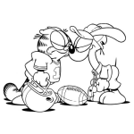 Dibujo para colorear Colorear a Garfield jugando futbol americano
