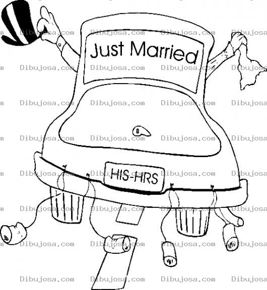 Dibujo para colorear Carro De Reciencasados Para Pintar Y Colorear
