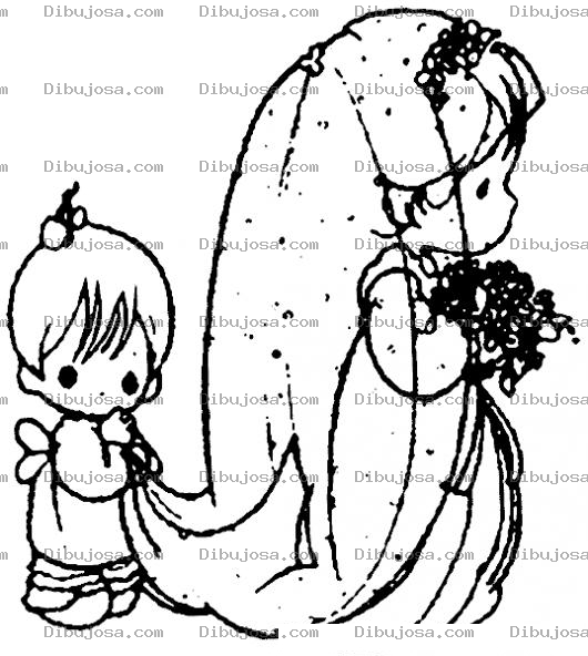 Dibujo para colorear Boda De Precious Moments Para Pintar Y Colorear