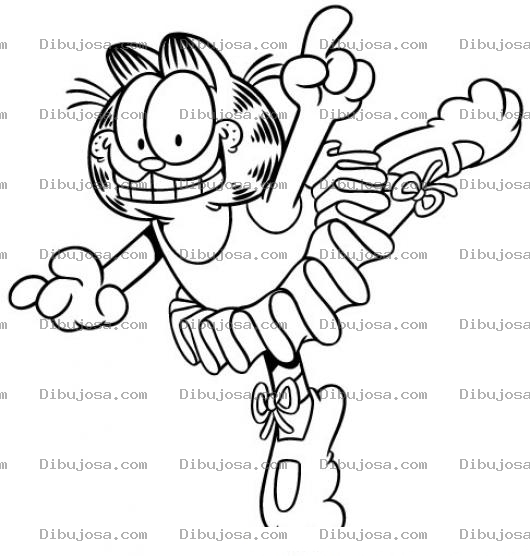 Dibujo para colorear Colorear a Garfield de Bailarina