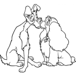 Dibujo para colorear Beso De La Dama Y El Vagabundo Para Pintar Y Colorear