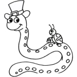 Dibujo para colorear Dibujo De Una Culebra Con Sobrero Y Una Mariquita Para Pintar Y Colorear