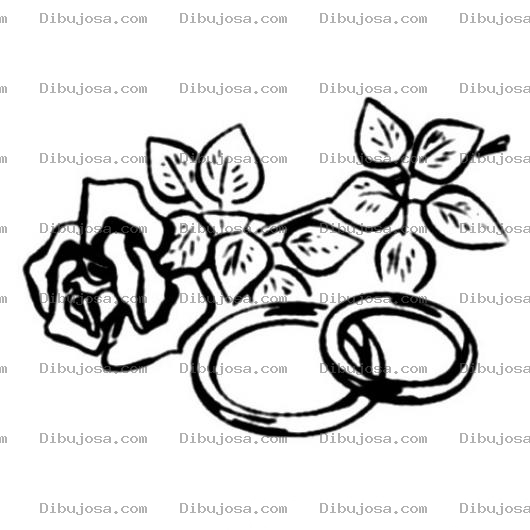 Dibujo para colorear Dibujo De Rosa Y Anillos De Boda Para Pintar Y Colorear