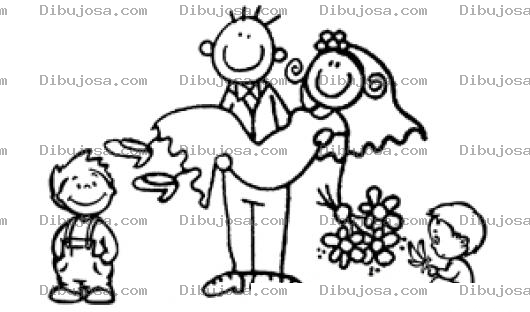 Dibujo para colorear Recien Casados Ya Con Hijos Para Pintar Y Colorear
