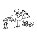 Dibujo para colorear Recien Casados Ya Con Hijos Para Pintar Y Colorear