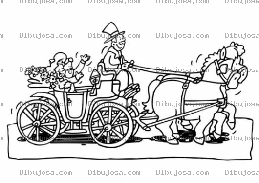 Dibujo para colorear Carroza De Recien Casados Para Pintar Y Colorear