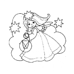 Dibujo para colorear Dibujo De Angelita Con Estrellas Para Pintar Y Colorear