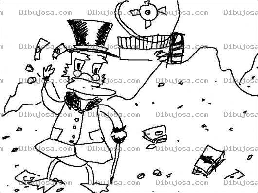 Dibujo para colorear Dibujo Del Tio Mac Pato Con Montanas De Dinero Para Pintar Y Colorear