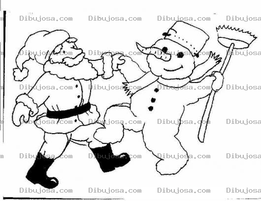Dibujo para colorear Dibujo De Santa Bailando Con Snowman Para Pintar Y Colorear