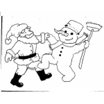 Dibujo para colorear Dibujo De Santa Bailando Con Snowman Para Pintar Y Colorear