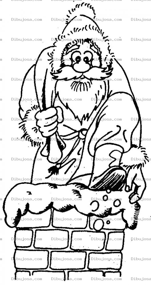 Dibujo para colorear Dibujo De Santa Saliendo De La Chimenea Para Pintar Y Colorear Viejito Pascuero En Chimenea
