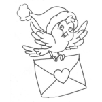 Dibujo para colorear Carta De Navidad Llevada Por Un Pajarito Con Sombrero De Santacalus Para Pintar Y Colorear Correspondencia Navidena