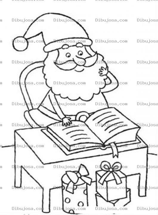 Dibujo para colorear Oficina De Santa Claus En El Polo Norte Dibujo De Santaclaus Sentado En Su Escritorio Para Colorear