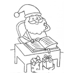 Dibujo para colorear Oficina De Santa Claus En El Polo Norte Dibujo De Santaclaus Sentado En Su Escritorio Para Colorear