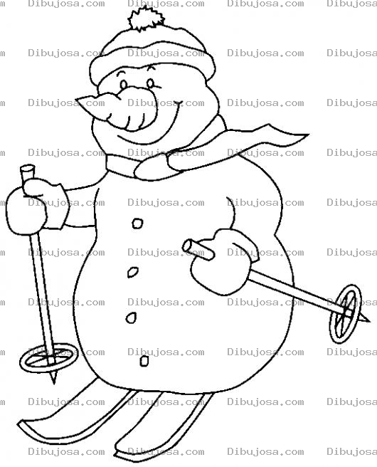 Dibujo para colorear Ibujo De Hombre De Nieve Esquinado Para Pintar Y Colorear