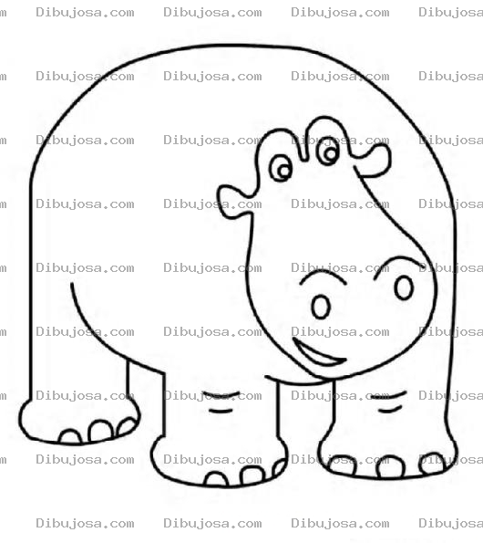 Dibujo para colorear Hipopotamo Amigable Para Colorear