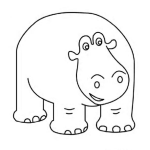 Dibujo para colorear Hipopotamo Amigable Para Colorear