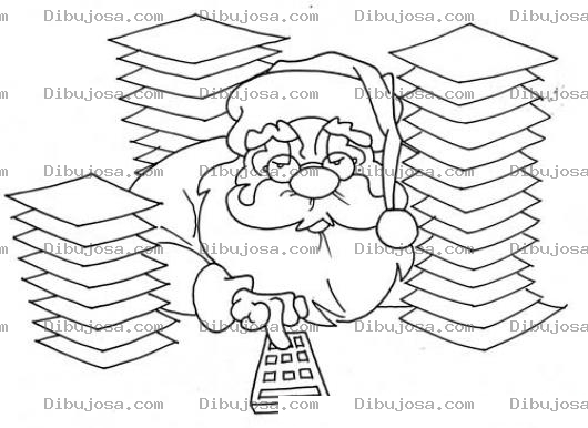 Dibujo para colorear Dibujo De Santaclaus Con Muchas Cartas Apachando Un Control Remoto Para Pintar Y Colorear