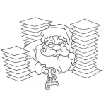 Dibujo para colorear Dibujo De Santaclaus Con Muchas Cartas Apachando Un Control Remoto Para Pintar Y Colorear