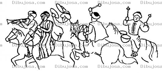Dibujo para colorear Dibujo De Turcos A Caballo Para Pintar Y Colorear
