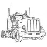 Dibujo para colorear Dibujo De Un Cabezal De Trailer Para Pintar Y Colorear Un Trailer Piterbilt Coronado Freighliner Mack