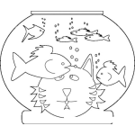 Dibujo para colorear Dibujo De Gato Hambriento Viendo Peces En Una Pecera Para Pintar Y Colorear