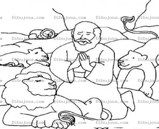 Dibujo para colorear Dibujo Biblico De Daniel Con Los Leones Para Pintar Y Colorear