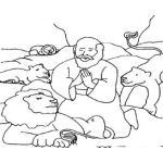 Dibujo para colorear Dibujo Biblico De Daniel Con Los Leones Para Pintar Y Colorear