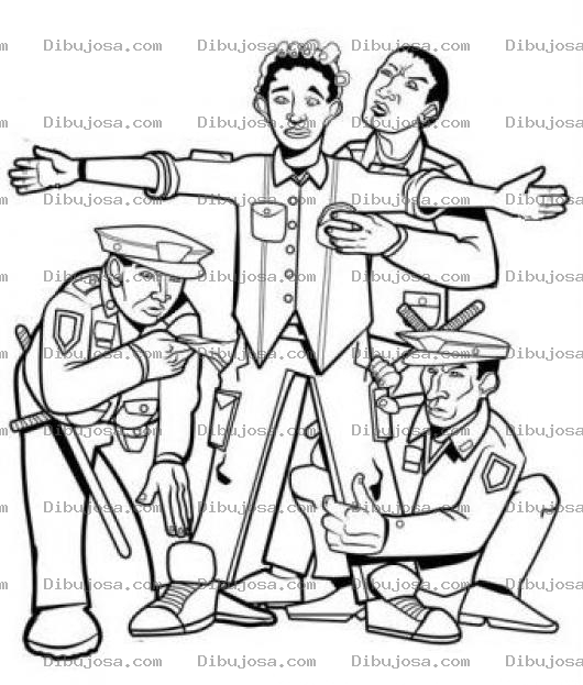 Dibujo para colorear Cateo De La Polica Dibujo De Un Hombre Cateado Y Revisado Por La Policia Para Ver Si No Lleva Armas O Drogas Para Pintar Y Colorear Revision Oficial