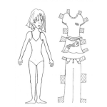 Dibujo para colorear Colorear chica con ropa para recortas